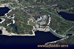 Luftbild Staudamm im norwegischen Hochland